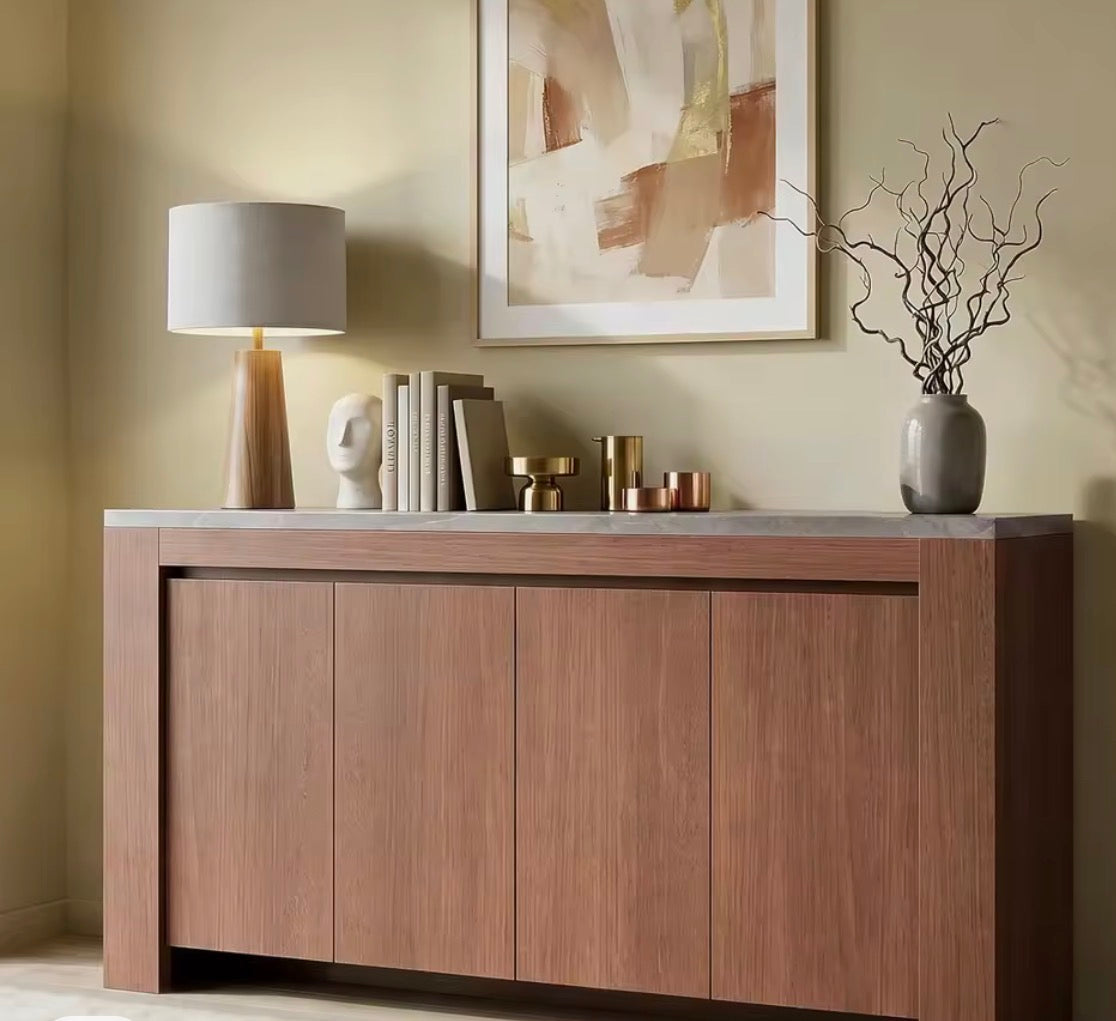 63” Buffet cabinet with storage faux marble top