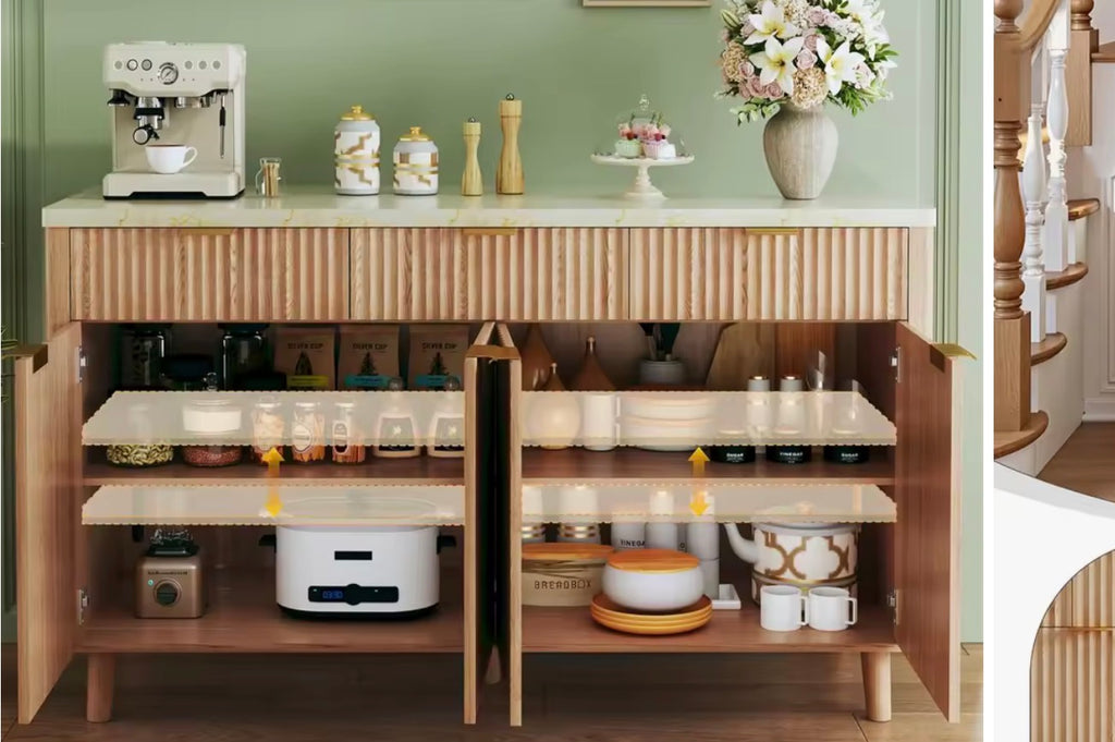 55” Fluted Buffet Cabinet with Storage