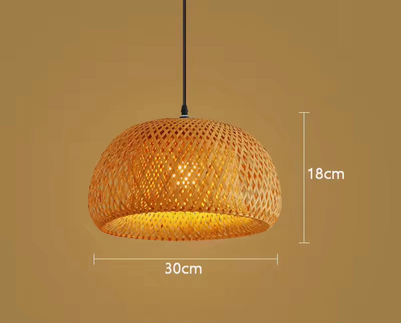 Bamboo Lantern 30cm Pendant Lamp Natural Rattan Wicker