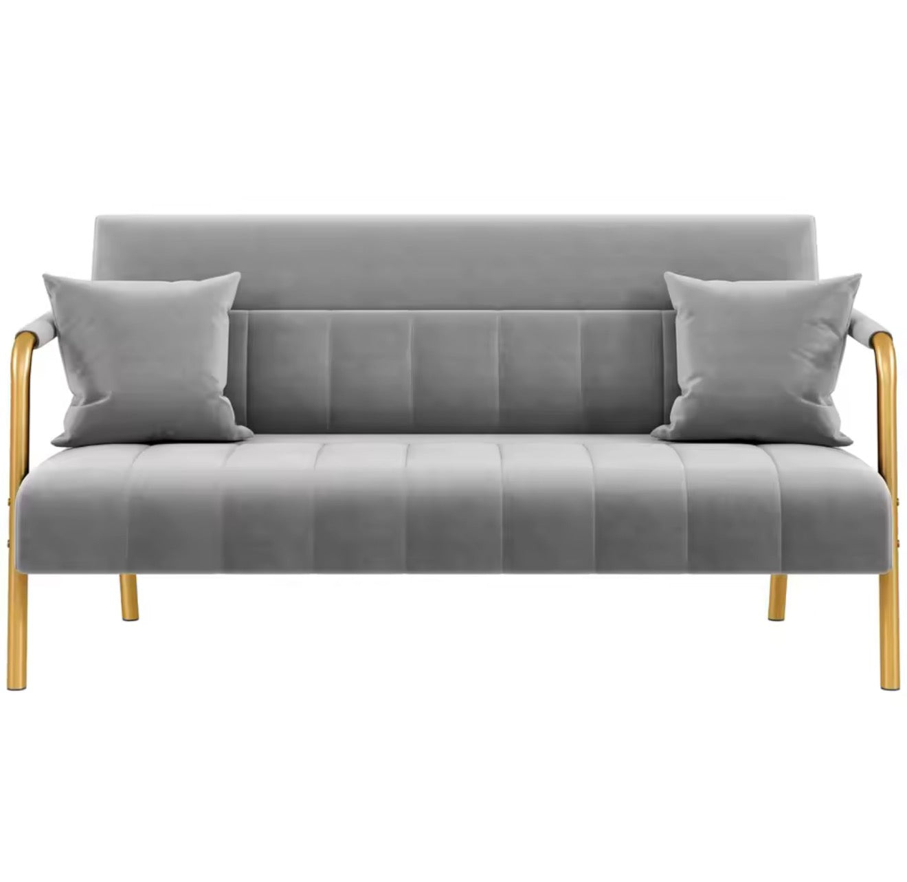 56.5" Velvet Loveseat Gold Metal Frame