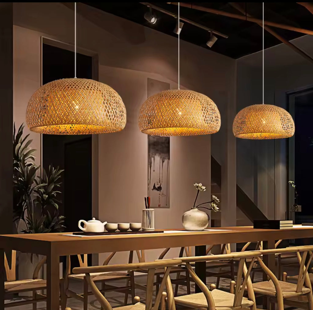 Bamboo Lantern 30cm Pendant Lamp Natural Rattan Wicker