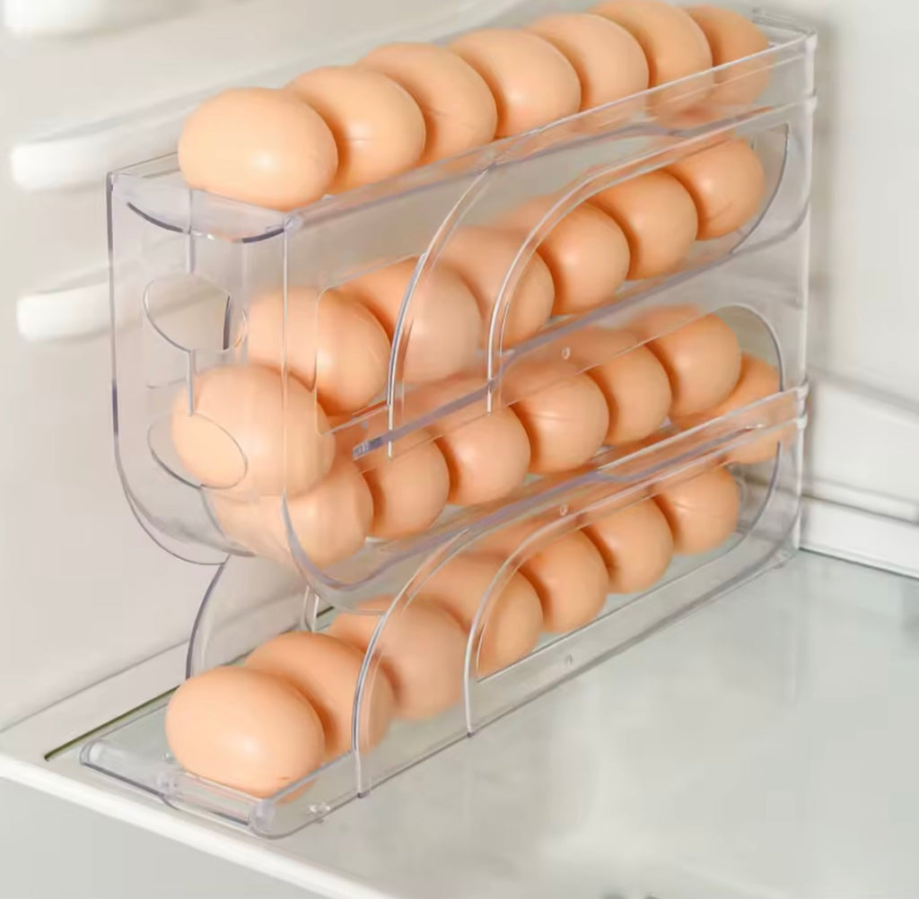 4 Layer Automatic Egg Roller New Household Kitchen Dedicated Egg Roller Rack Space Saving Large Capacity Egg Organizer