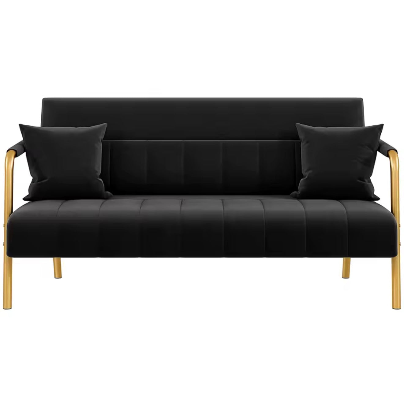 56.5" Velvet Loveseat Gold Metal Frame