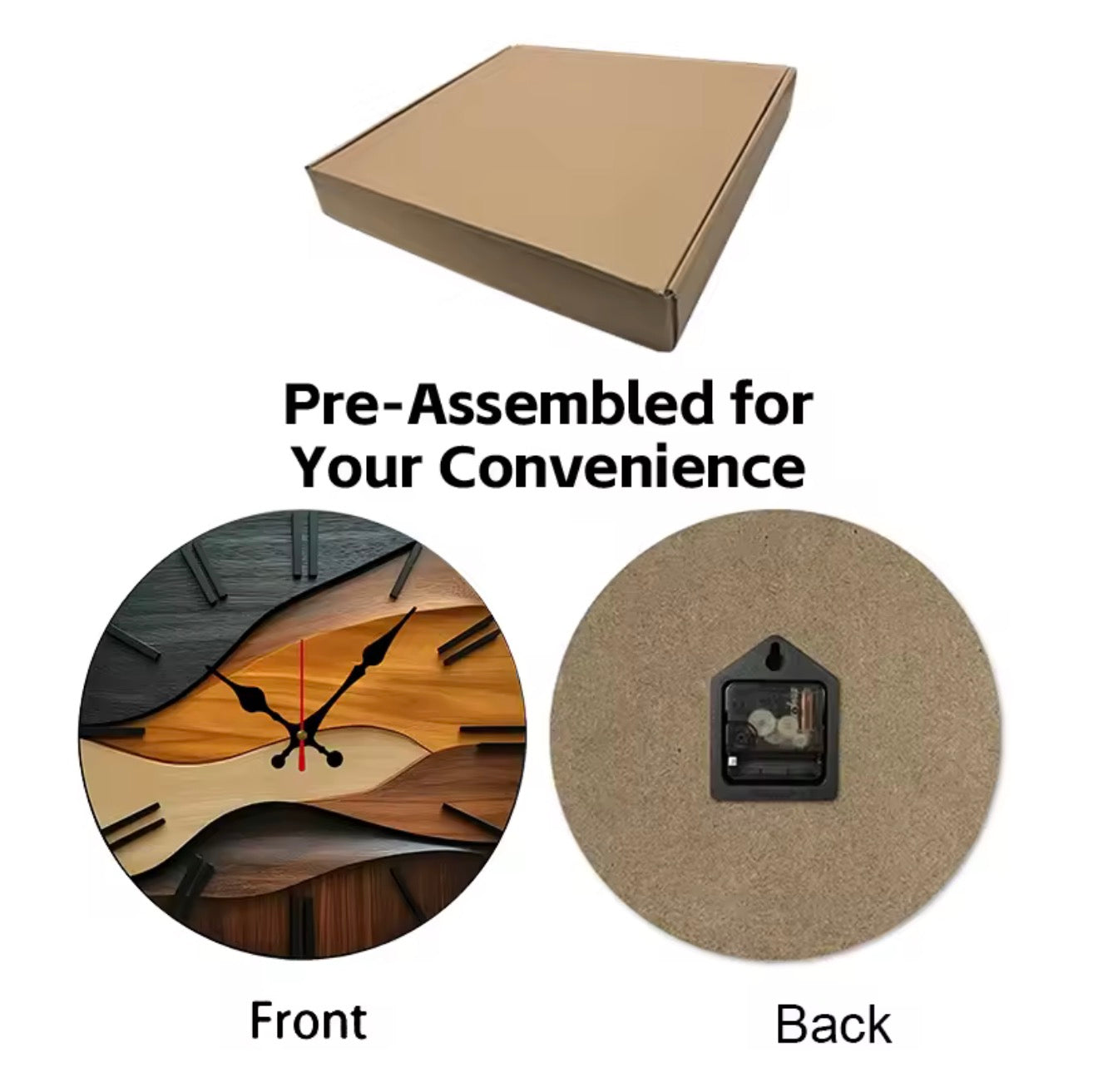 2D-flat Nordic Style Wooden Clock