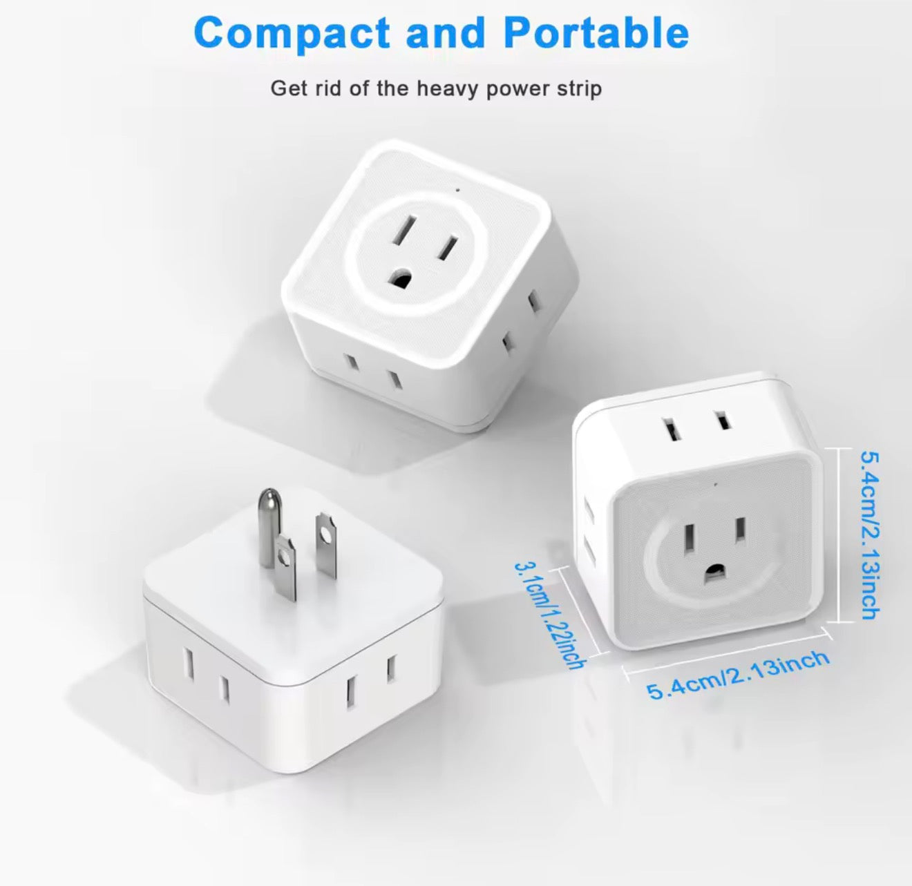5 Way Multi Plug Outlet Extender, Wall Outlet Expander, Small Electrical Outlet Splitter for Travel, Home, Office, Dorm (1pc)