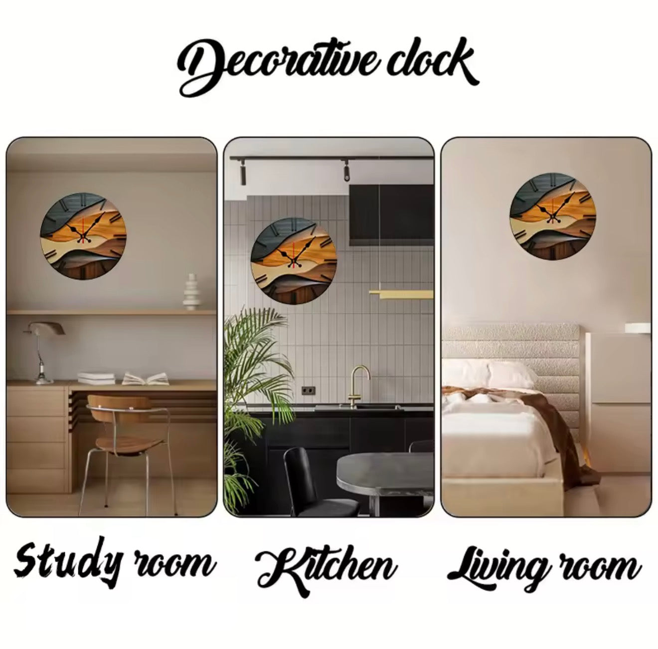 2D-flat Nordic Style Wooden Clock