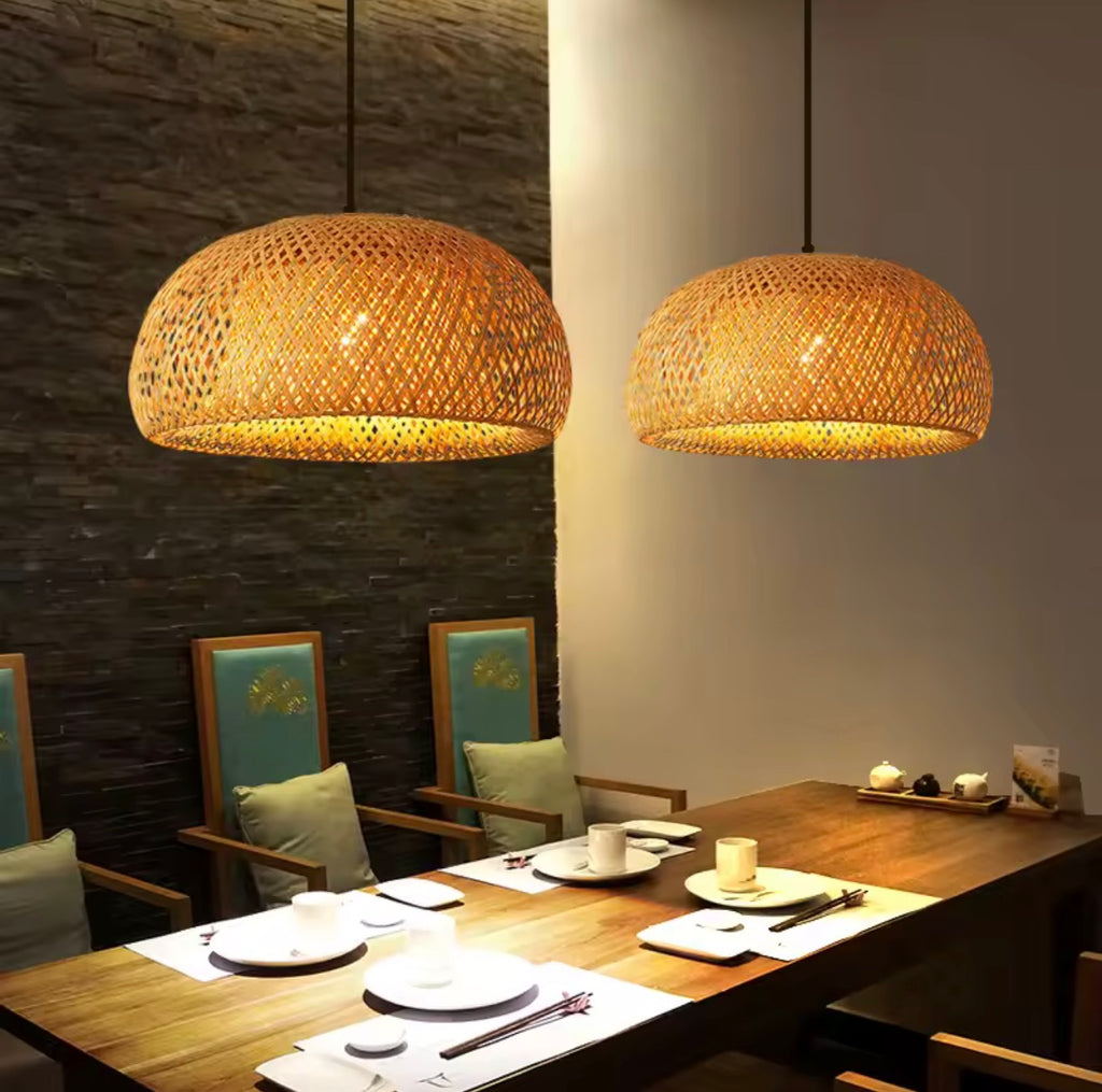 Bamboo Lantern 30cm Pendant Lamp Natural Rattan Wicker