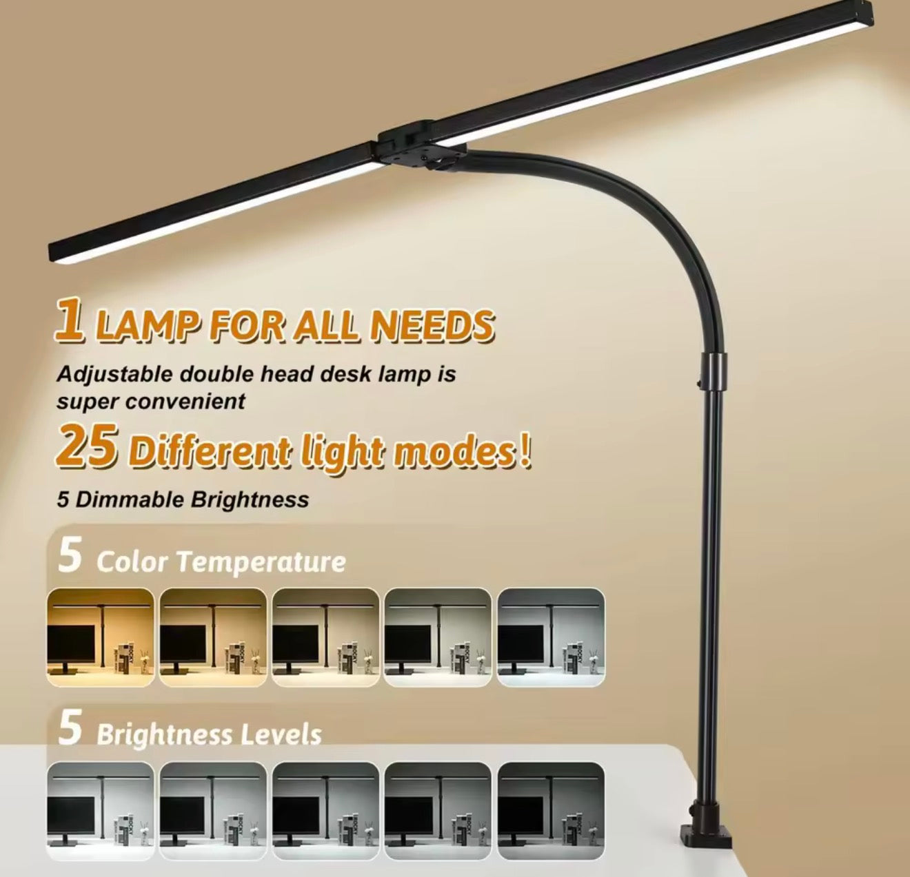 Double Single Head Led Clip Desk Lamp Dimmable