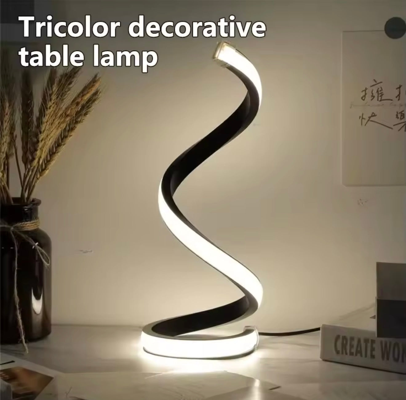 Creative Spiral LED Night Light Dimmable 3 Colors Table Night Lamp