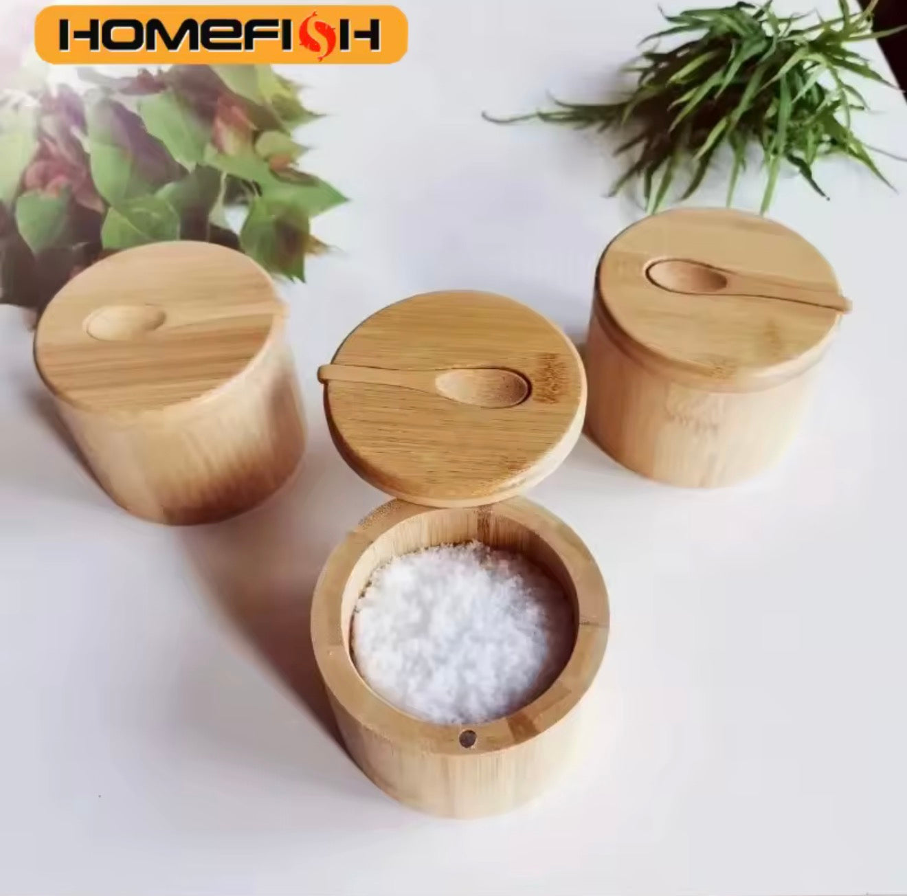 Condiment Wood Container and Spoon