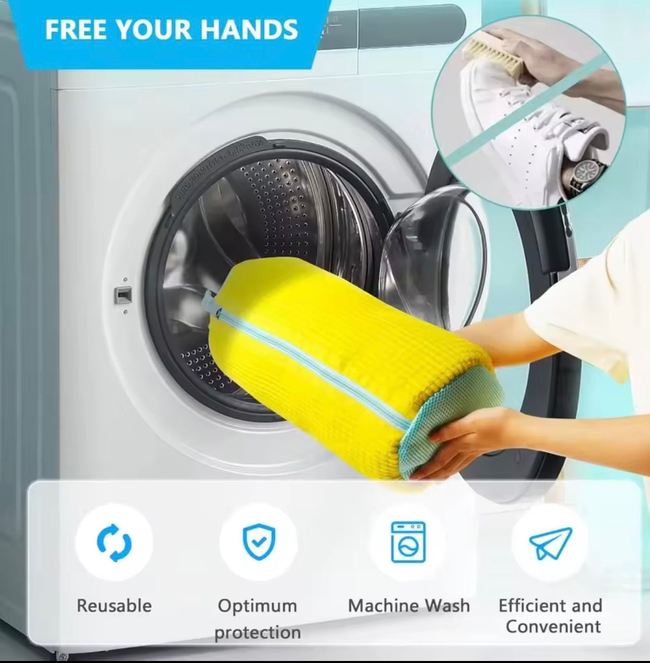 1pc Wash Shoe Bag Padded Laundry Shoe Protector