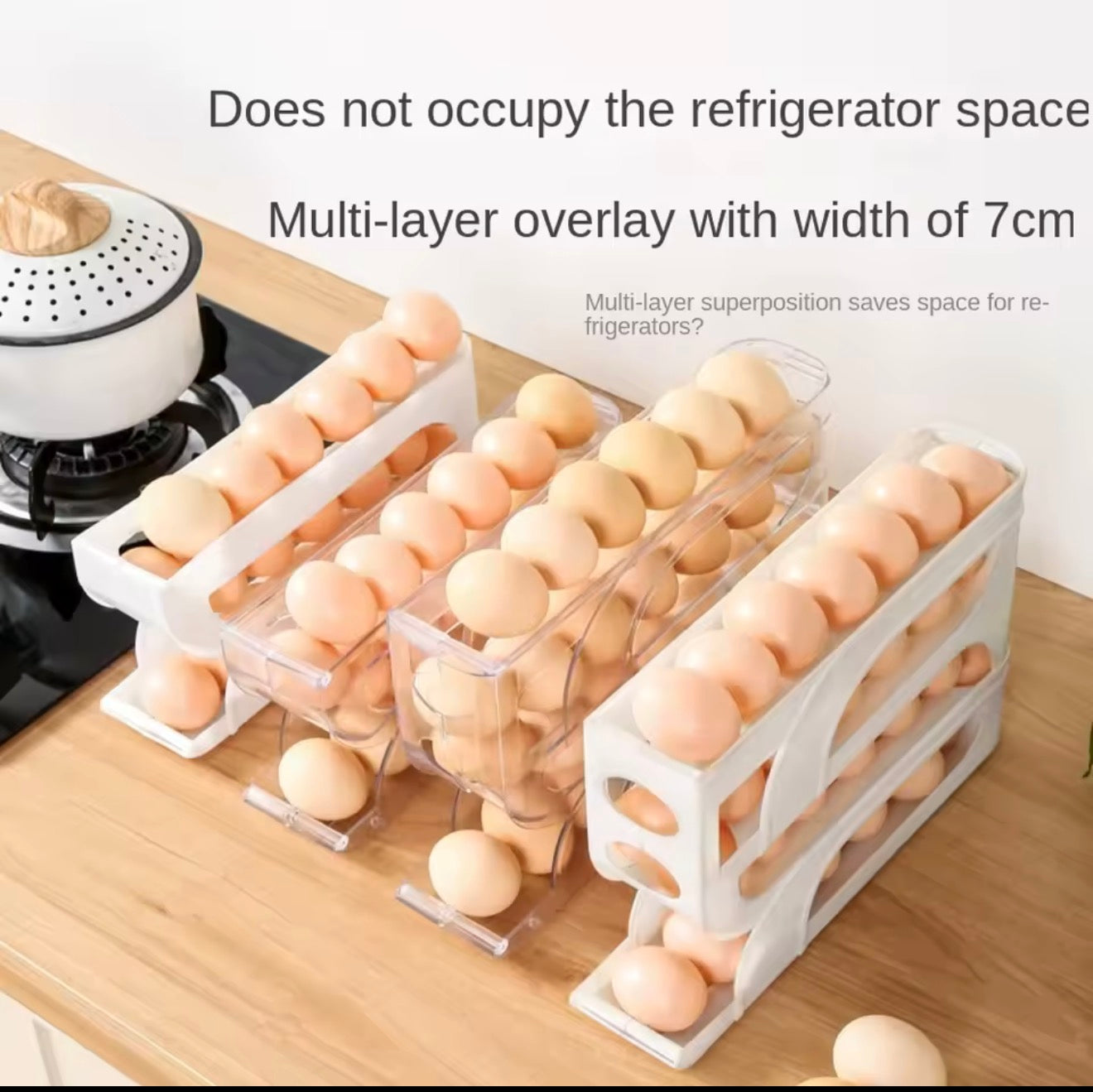3 Layer Automatic Egg Roller New Household Kitchen Dedicated Egg Roller Rack Space Saving Large Capacity Egg Organizer